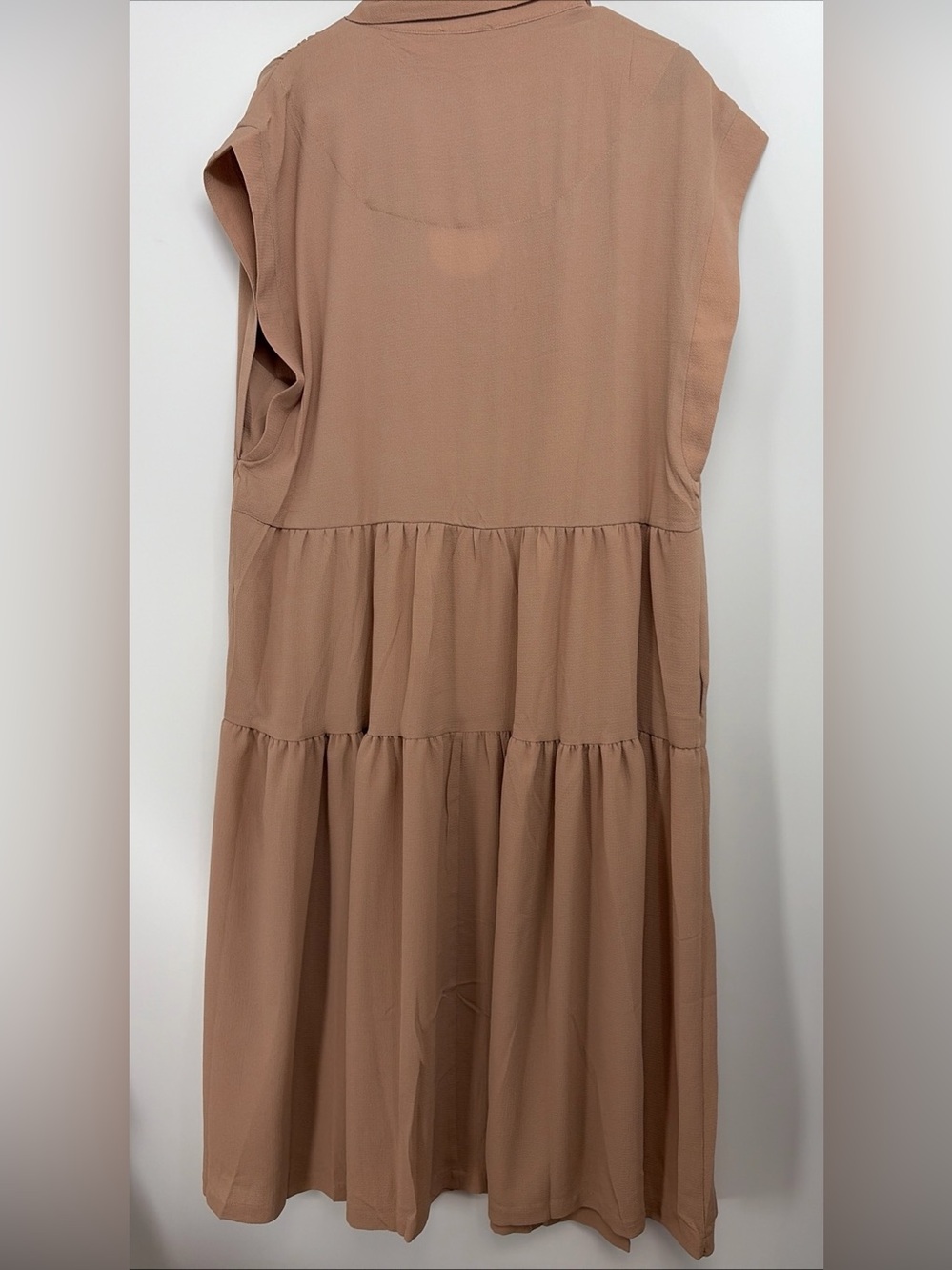 Umgee NWT Midi Dress Plus Size 1X Button Down Tiered Midi Dress Brown - Picture 4 of 4